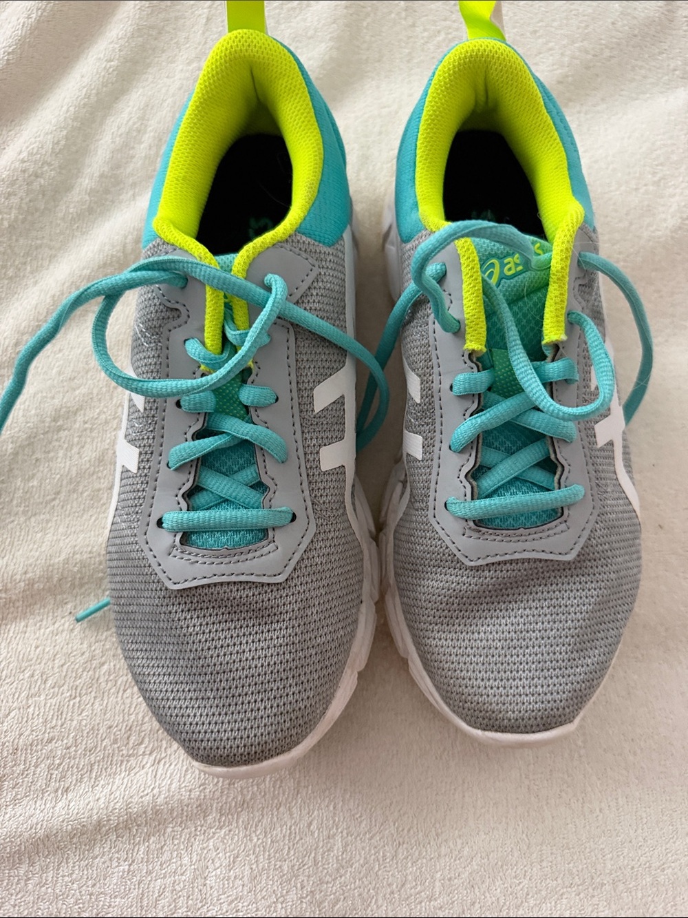 Asics Kids Sneakers - Gray, Teal & Neon Yellow